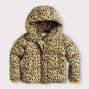 J Crew leopard print puffer jkt with Prima loft